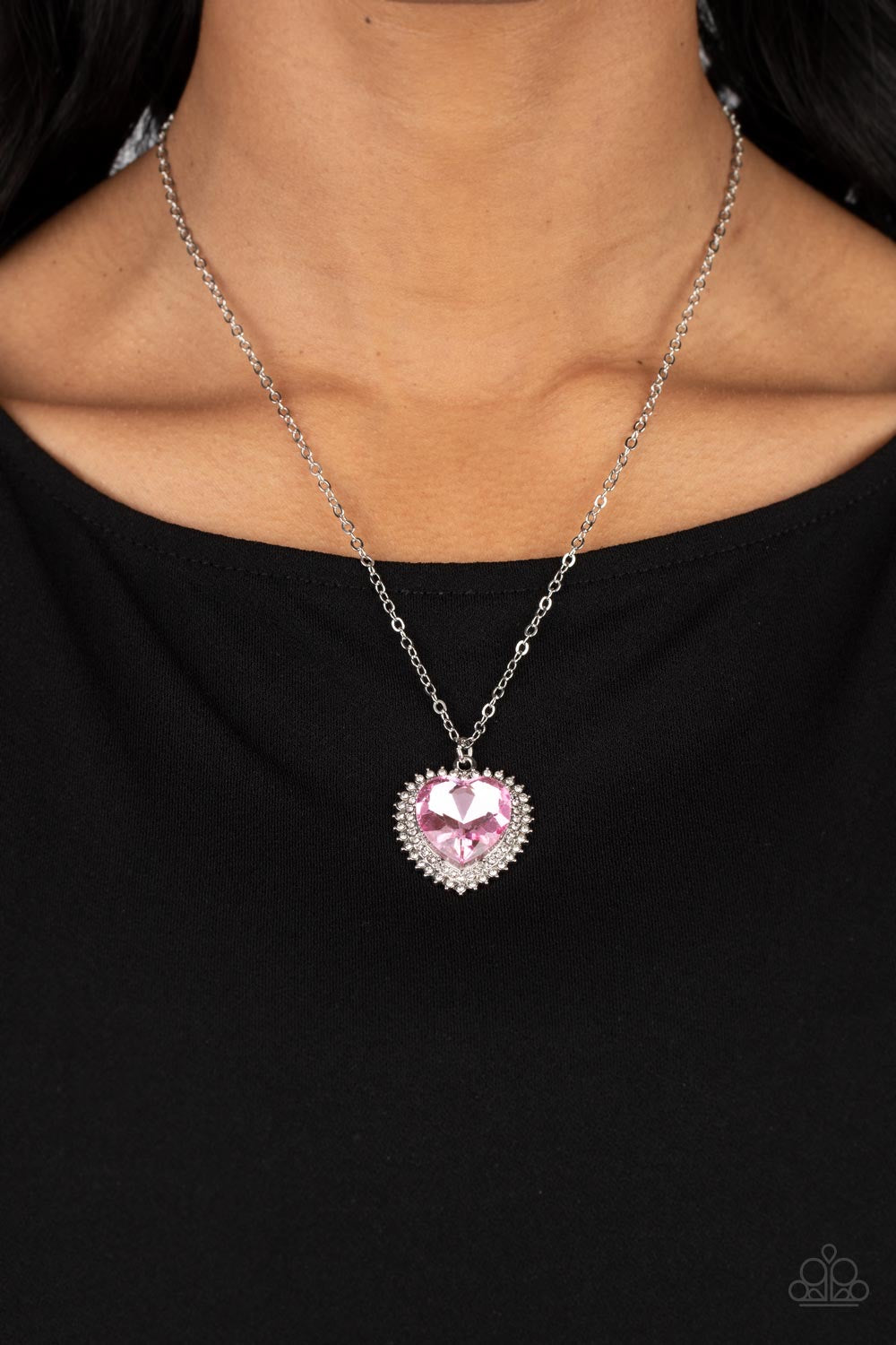 Paparazzi Sweethearts Stroll - Pink Heart Necklace