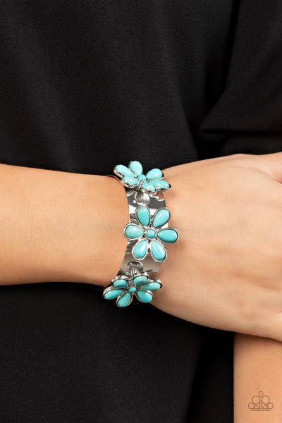 Paparazzi Desert Flower Patch - Blue Cuff Bracelet