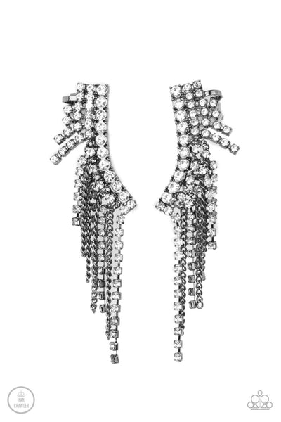 Paparazzi Thunderstruck Sparkle - Black Ear Crawlers Earrings