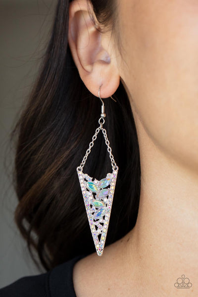 Paparazzi Sharp-Dressed Drama - Multi Iridescent Earrings