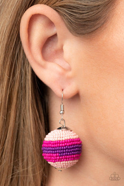 Paparazzi Zest Fest - Pink Seed bead Earrings