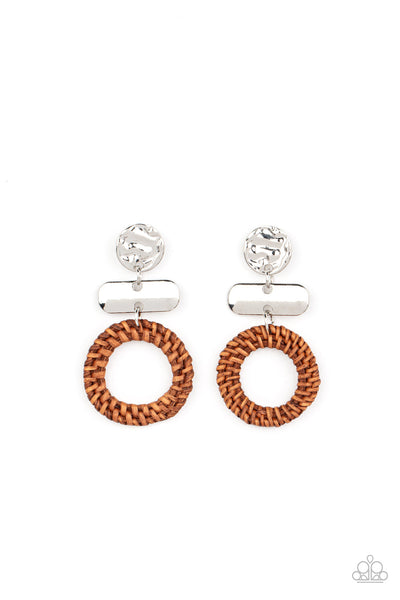Paparazzi Woven Whimsically Brown Earrings