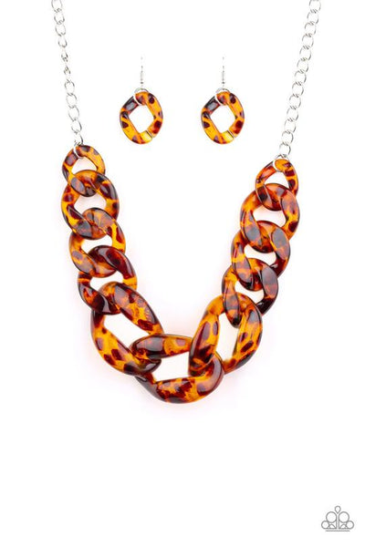 Paparazzi Red Haute Mama Brown Necklace
