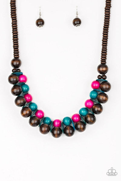 Paparazzi Caribbean Cover Girl Multi Wooden Necklace