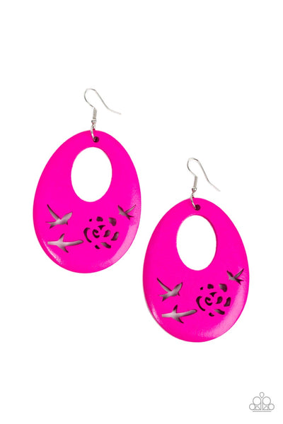 Paparazzi Home TWEET Home - Pink Wooden Earrings