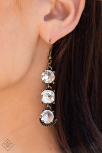 Paparazzi Determined to Dazzle - May Fashion Fix Brass Earrings
