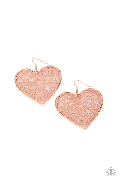 Paparazzi Fairest in the Land - Copper Heart Earrings