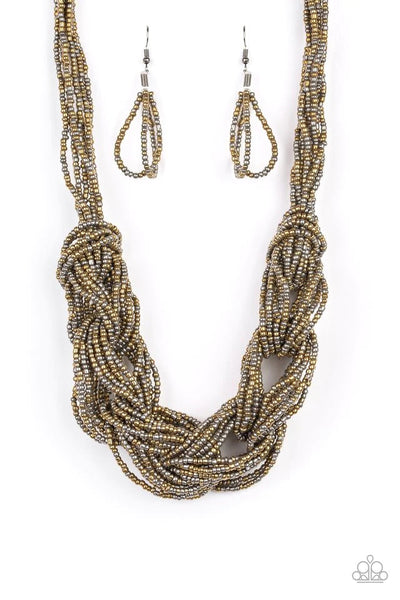 Paparazzi City Catwalk Seed Bead Brass Necklace