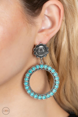 Paparazzi Playfully Prairie - Blue Clip on Earrings