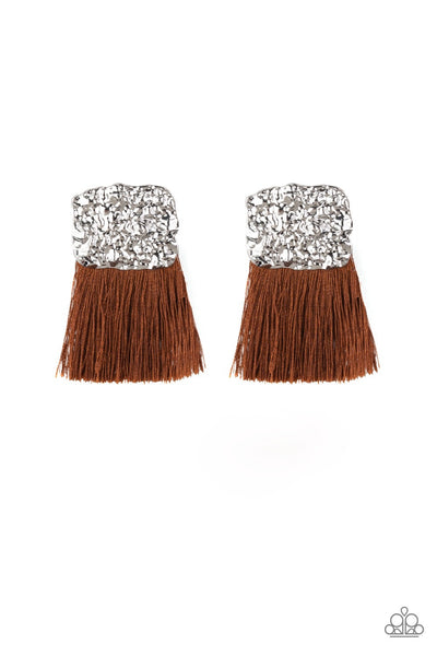 Paparazzi Plume Bloom - Brown Earrings