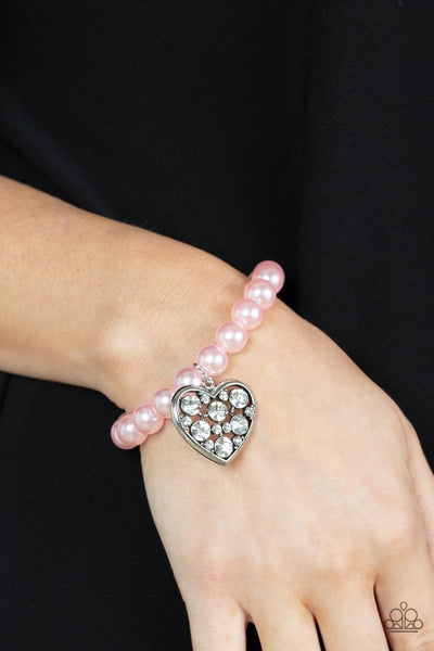 Paparazzi Cutely Crushing - Pink Pearl Bracelet