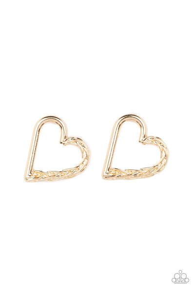 Paparazzi Cupid, Who? Gold Heart Earrings