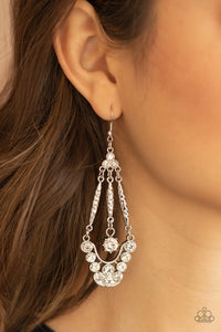 Paparazzi High-Ranking Radiance - White Earrings