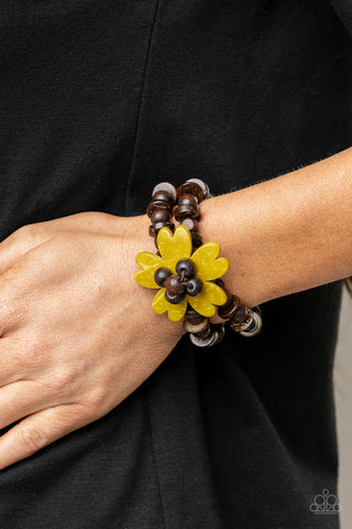 Paparazzi Tropical Flavor - Yellow Wooden Bracelet