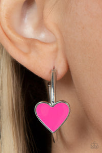 Paparazzi Kiss Up Pink Heart Earrings