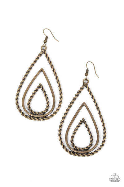 Paparazzi Tastefully Twisty - Brass Earrings