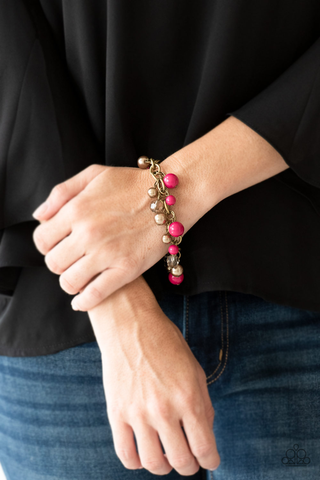 Paparazzi Grit and Glamour - Pink Bracelet