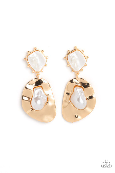 Paparazzi Rippling Rhapsody - Gold Pearl Earrings