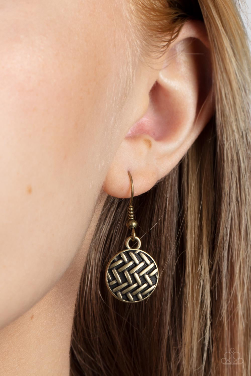 Paparazzi Engraved Edge - Brass Earrings