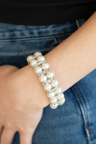 Paparazzi Glowing Glam - White Bracelet