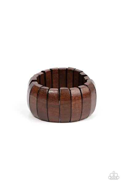 Paparazzi Boardwalk Bonanza - Brown Wooden Bracelet