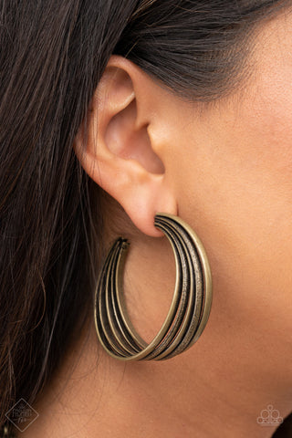 Paparazzi In Sync - Brass Earrings Fashion Fix 8/21