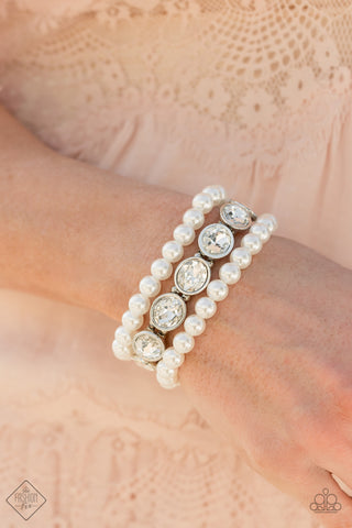 Paparazzi Flawlessly Flattering - White Bracelet