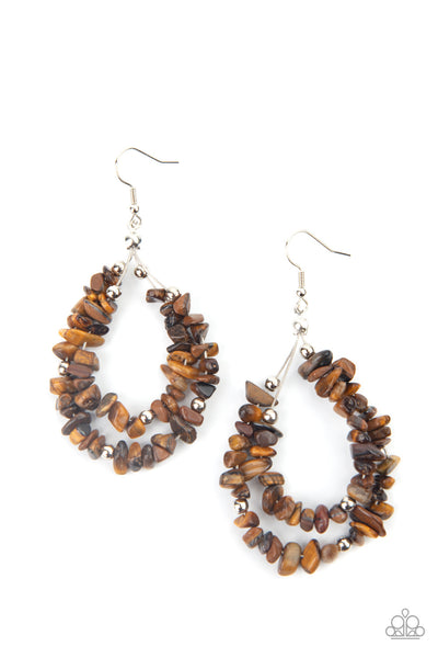 Paparazzi Canyon Rock Art - Brown Earrings