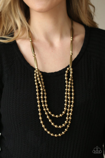 Paparazzi Beaded Beacon Brass Necklace