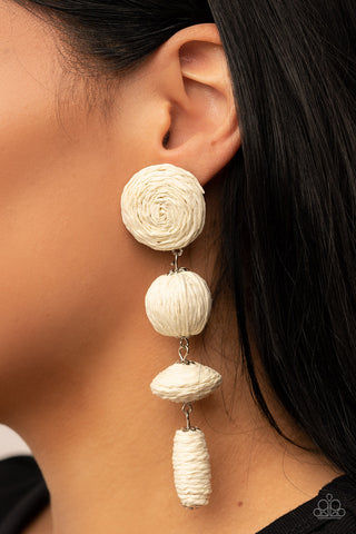 Paparazzi Twine Tango - White Earrings