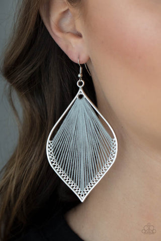 Paparazzi String Theory - Silver Earrings