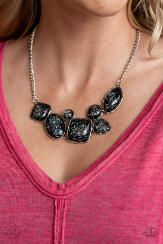 Paparazzi So Jelly Necklace and Glittery With Envy Ring Black Set