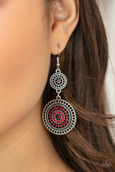 Paparazzi Bohemian Bedazzle Red Earrings