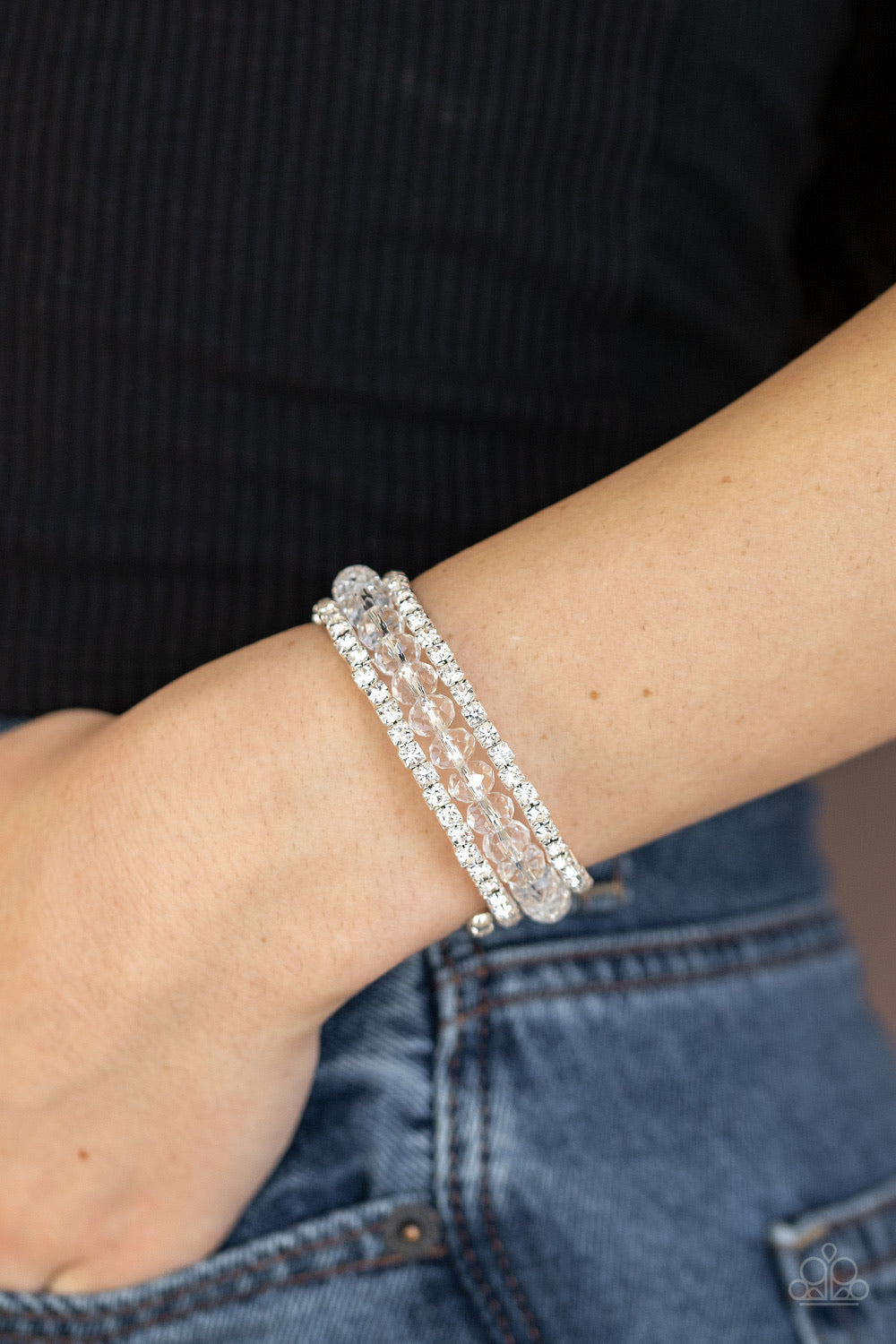 Paparazzi Glam-ified Fashion - White Bracelet