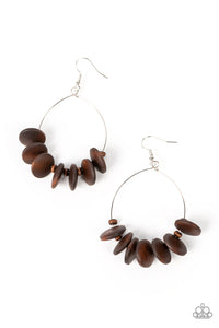 Paparazzi Surf Camp - Brown Wooden Earrings