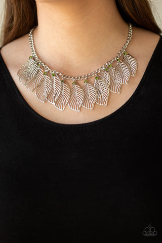 Paparazzi Feathery Foliage - Green Necklace