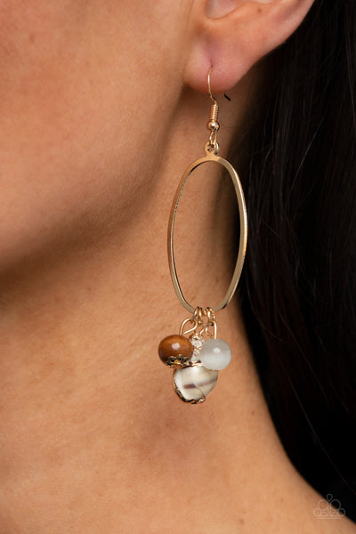 Paparazzi Gold n Grotto White Earrings