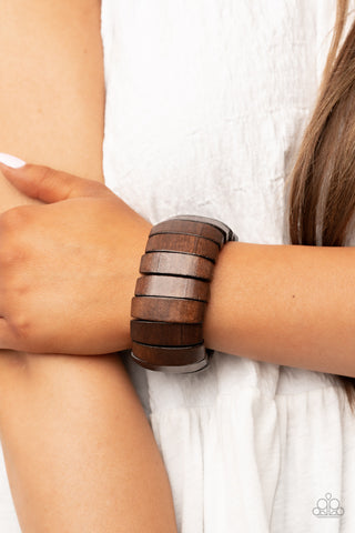 Paparazzi Boardwalk Bonanza - Brown Wooden Bracelet