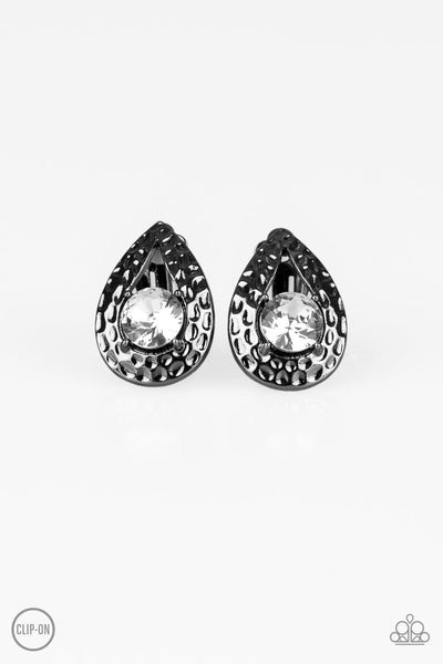 Paparazzi Elite Edge Black Clip on Earrings