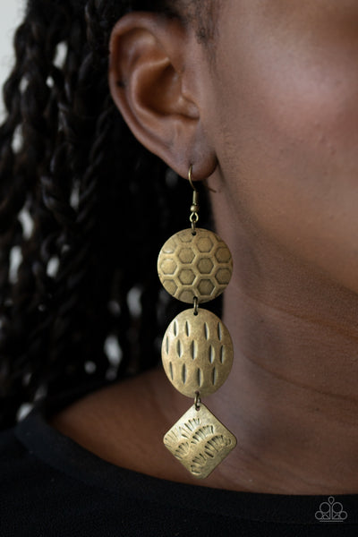 Paparazzi Mixed Movement - Brass Earrings