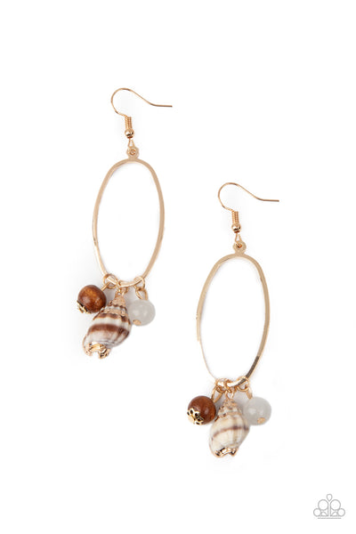 Paparazzi Gold n Grotto White Earrings