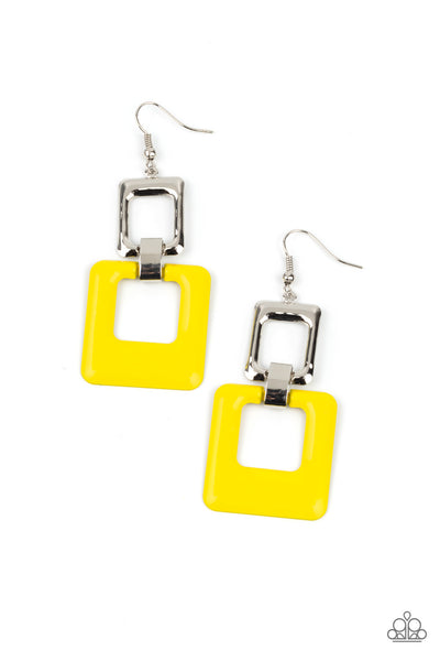 Paparazzi Twice As Nice - Yellow Earrings