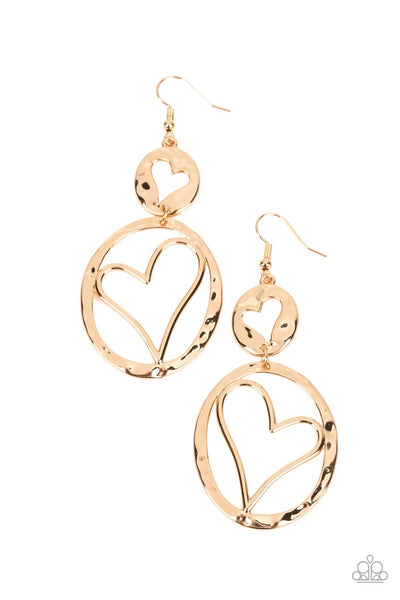 Paparazzi Enchanting Echo - Gold Heart Earrings