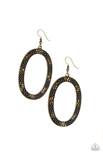 Paparazzi Rhinestone Rebel - Brass Earrings