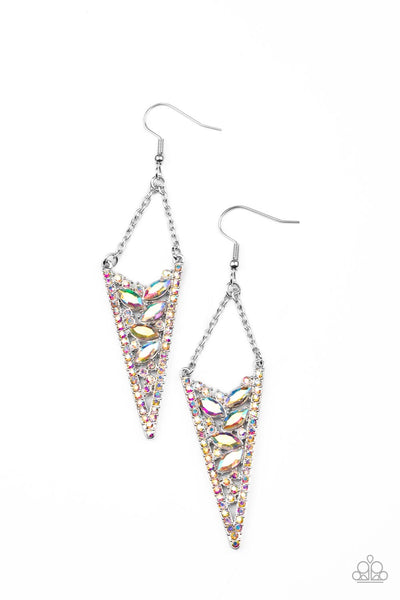 Paparazzi Sharp-Dressed Drama - Multi Iridescent Earrings