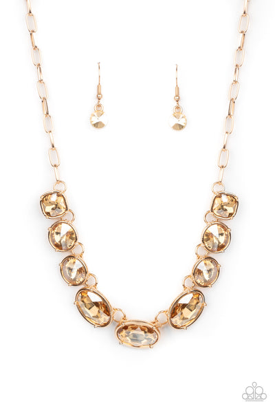 Paparazzi Gorgeously Glacial - Gold Necklace