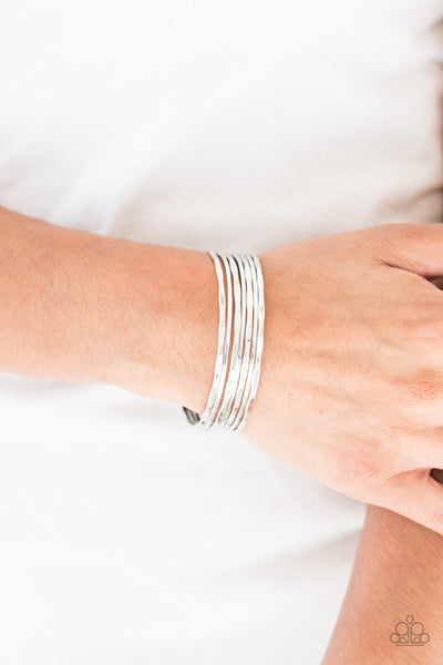 Paparazzi Timelessly Textured - Silver Bracelet