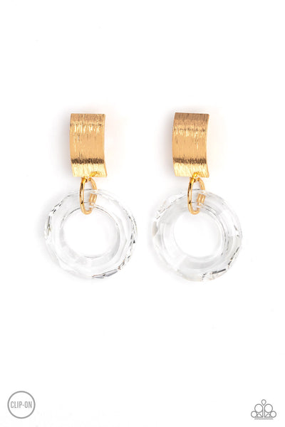 Paparazzi Clear Out! - Gold Clip on Earrings