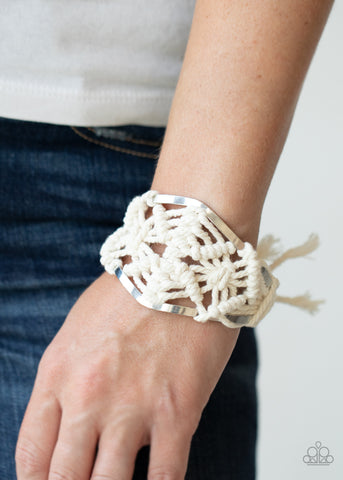 Paparazzi Macrame Mode - White Bracelet