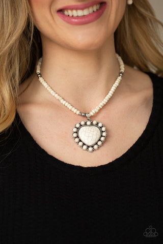 Paparazzi A Heart of Stone White Necklace